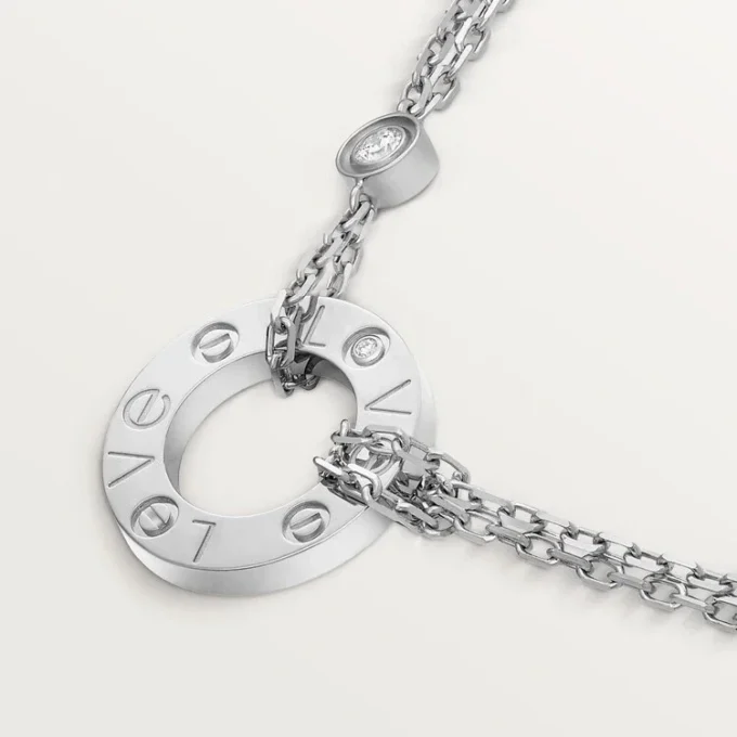 Collier Love, 2 diamants – Or blanc, Diamants – Cartier