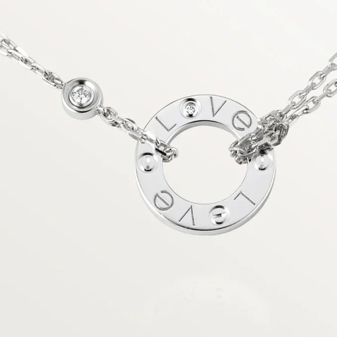 Collier Love, 2 diamants – Or blanc, Diamants – Cartier