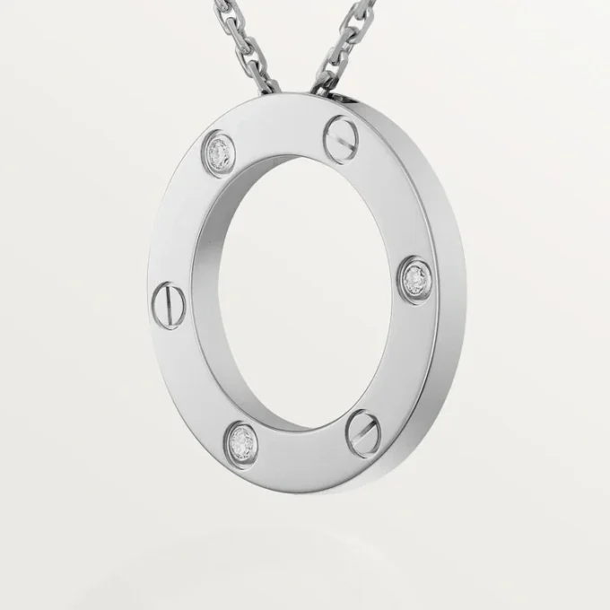 Collier Love, 3 diamants – Or blanc, diamants – Cartier