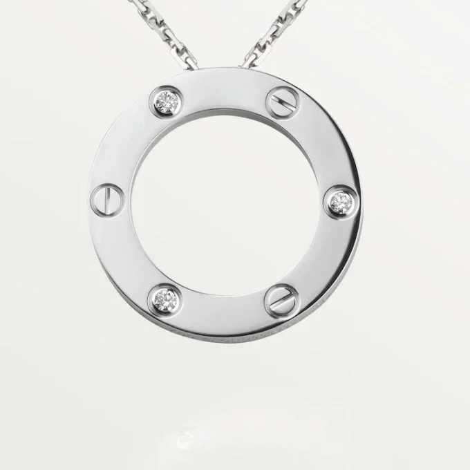 Collier Love, 3 diamants – Or blanc, diamants – Cartier