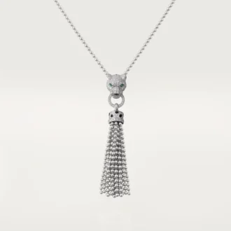 Collier Panthère de Cartier – Or blanc, laque noire, émeraudes, onyx, diamants – Cartier