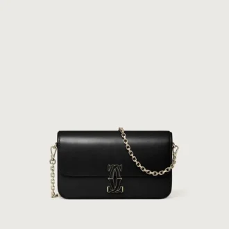 Mini sac à chaîne, Double C de Cartier – Cuir de veau noir, finition en or et émail noir – Cartier
