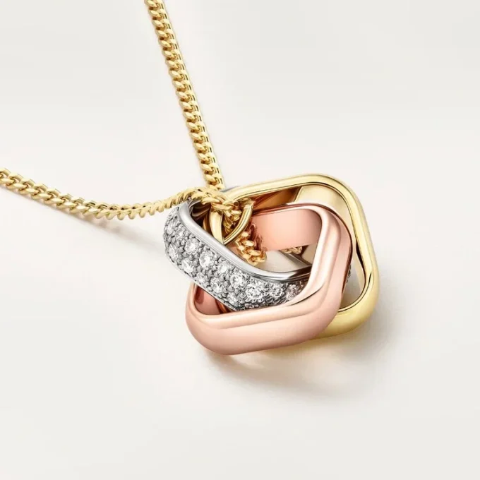 Pendentif Trinity, forme coussin, demi-sertissage