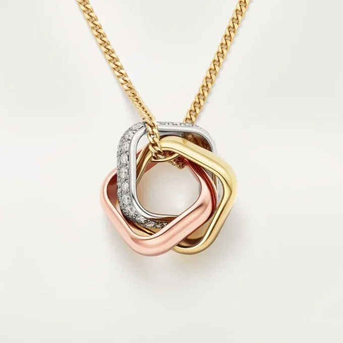 Pendentif Trinity, forme coussin, demi-sertissage