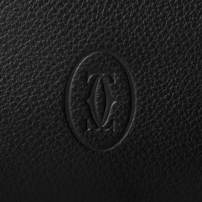 Pochette carrée, Must de Cartier – Cuir de veau noir, finition palladium – Cartier