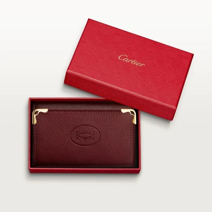 Porte-clés 6 clés, Must de Cartier – Cuir de veau bordeaux, finition dorée – Cartier