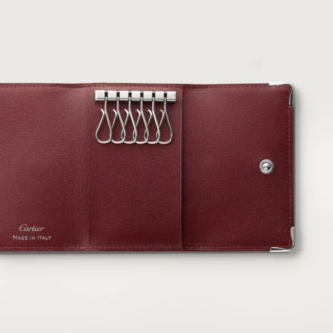 Porte-clés 6 clés, Must de Cartier – Cuir de veau noir, finition en acier inoxydable – Cartier
