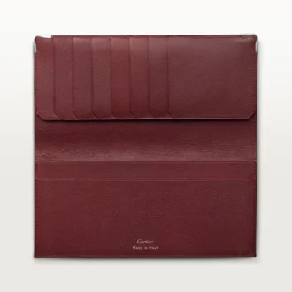 Portefeuille international à soufflets, Must de Cartier – Cuir de veau noir, finition en acier inoxydable – Cartier