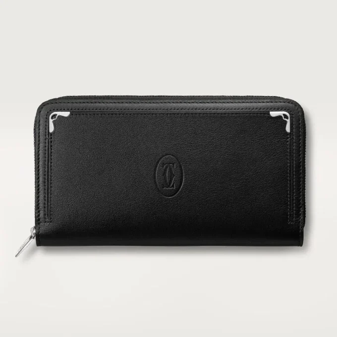 Portefeuille international zippé, Must de Cartier – Cuir de veau noir, finition palladium – Cartier Portefeuille international zippé, Must de Cartier – Cuir de veau noir, finition palladium – Cartier