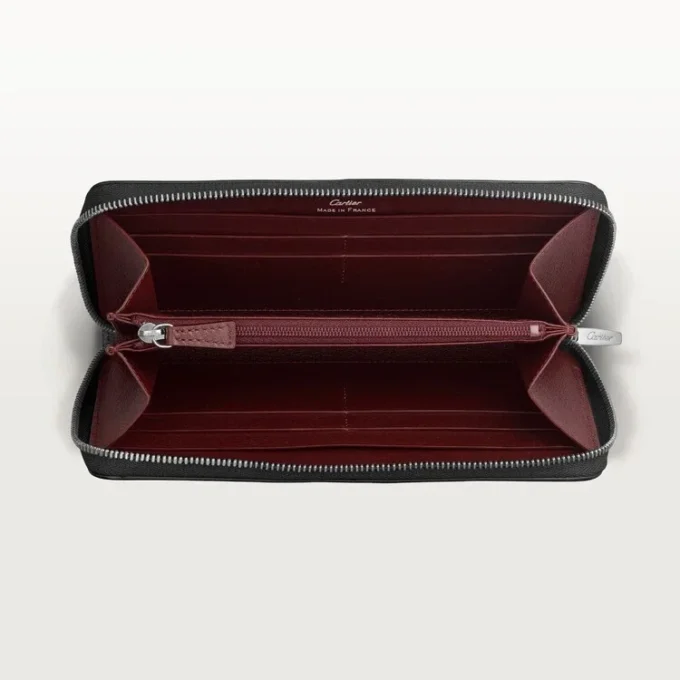 Portefeuille international zippé, Must de Cartier – Cuir de veau noir, finition palladium – Cartier Portefeuille international zippé, Must de Cartier – Cuir de veau noir, finition palladium – Cartier