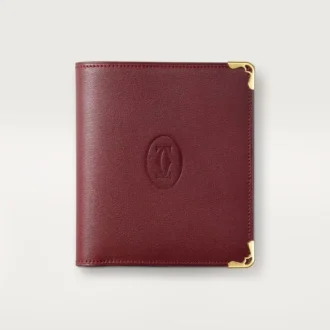 Portefeuille multiple, Must de Cartier – Cuir de veau bordeaux, finition dorée – Cartier